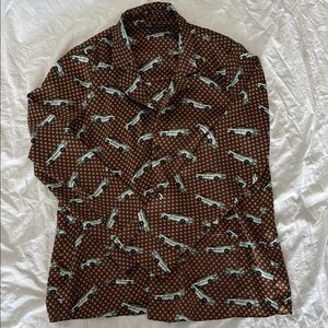 Chocolate brown retro look pj style button down